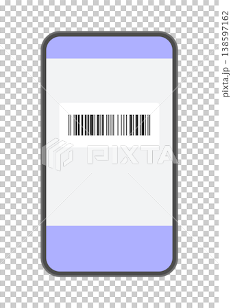 バーコードを表示したスマートフォンの画面のイラスト - シンプルなキャッシュレスやコード決済の素材 138597162
