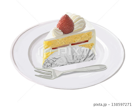 いちごのショートケーキ(皿、フォーク、銀紙付き) いちごのショートケーキ(皿、フォーク、銀紙付き) 138597271
