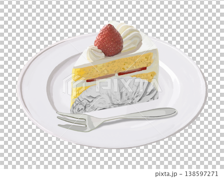 いちごのショートケーキ(皿、フォーク、銀紙付き) いちごのショートケーキ(皿、フォーク、銀紙付き) 138597271