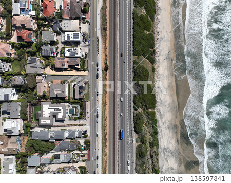 Aerial drone photo of Cardiff, West Coast of California, Encinitas, United States of America 138597841