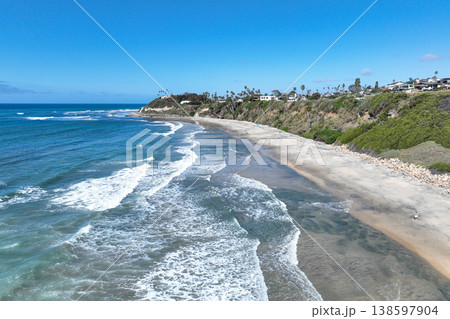 Aerial drone photo of Cardiff, West Coast of California, Encinitas, United States of America Aerial drone photo of Cardiff, West Coast of California, Encinitas, United States of America 138597904