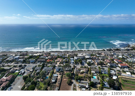 Aerial drone photo of Cardiff, West Coast of California, Encinitas, United States of America 138597910
