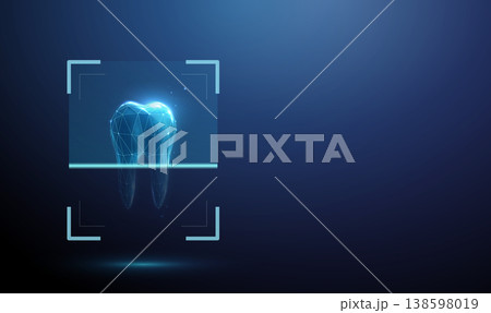 3d tooth inside digital scanning frame. Dental diagnostics, digital tooth scanning, cavity detection, enamel analysis, oral health monitoring, clinical assessment concept. 3d tooth inside digital scanning frame. Dental diagnostics, digital tooth scanning, cavity detection, enamel analysis, oral health monitoring, clinical assessment concept. 138598019