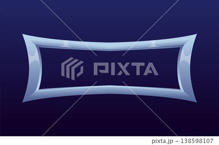 Frame medieval game ui. Empty rectangle frame in old style, interface element. Metallic banner or decorative border. Vector cartoon of blank rectangle button 138598107