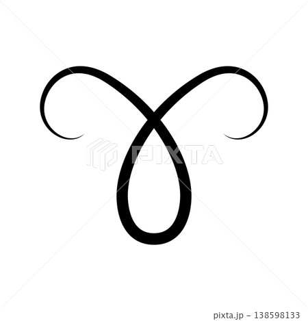 Flourish calligraphic design element. Page decoration symbol to embellish your layout. Linear of vintage swirl 138598133