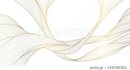 Luxury abstract gold wave pattern, elegant lines on white background. Premium vector design, flowing curves, Japanese ornament, soft silk textures, banners, cards, wallpapers, wine labels. 138598563