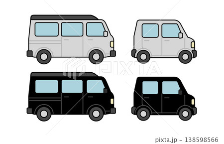 軽バンと軽自動車のシンプルなイラストセット 軽バンと軽自動車のシンプルなイラストセット 138598566