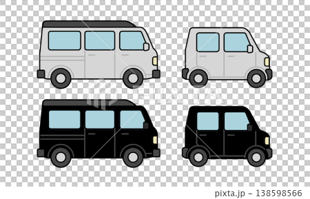 軽バンと軽自動車のシンプルなイラストセット 軽バンと軽自動車のシンプルなイラストセット 138598566