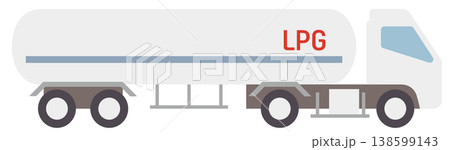 LPガスタンクローリーを横から見たイラスト LPガスタンクローリーを横から見たイラスト 138599143