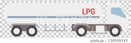 LPガスタンクローリーを横から見たイラスト LPガスタンクローリーを横から見たイラスト 138599143