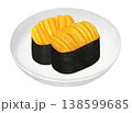皿に乗せたウニ軍艦のイラスト - 2貫 138599685