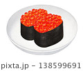 皿に乗せたイクラ軍艦のイラスト - 2貫 138599691