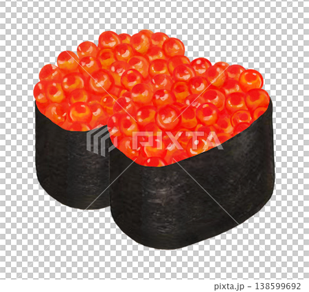 Illustration of salmon roe gunkan sushi - 2 pieces 138599692