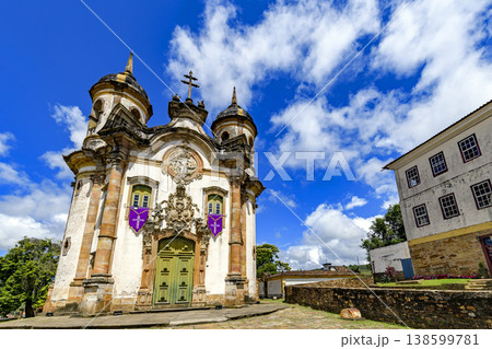 Baroque cathedral seen from below 138599781