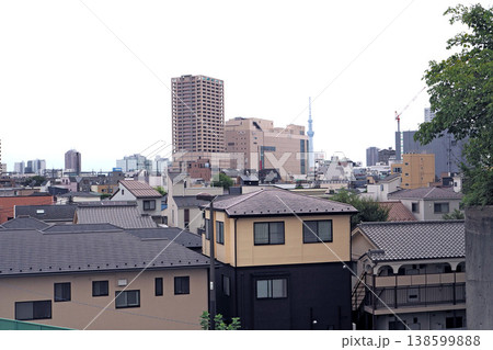 荒川の土手から見た千住の街（東京都足立区） 138599888