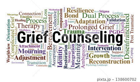 Grief Counseling Word Cloud. An Overview of Bereavement Models, Integration Strategies, Continuing Bonds, and Clinical Interventions for Processing Loss and Building Resilience. Grief Counseling Word Cloud. An Overview of Bereavement Models, Integration Strategies, Continuing Bonds, and Clinical Interventions for Processing Loss and Building Resilience. 138600702