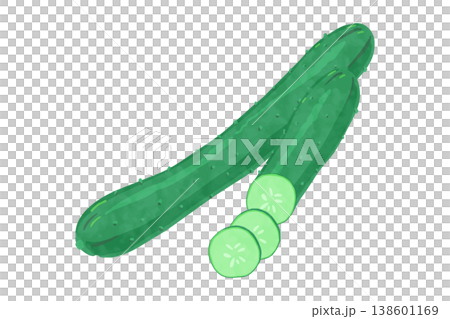 手描き風シンプルなきゅうりのベクターイラスト 138601169