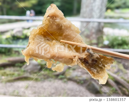 川魚料理。渓流の女王、アマゴ(ヤマメ)の天ぷら。 138601357