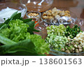 Thai Naem Nueng white pork sausage Rolls Fresh Herbs Hand Wrap Rice Paper 138601563