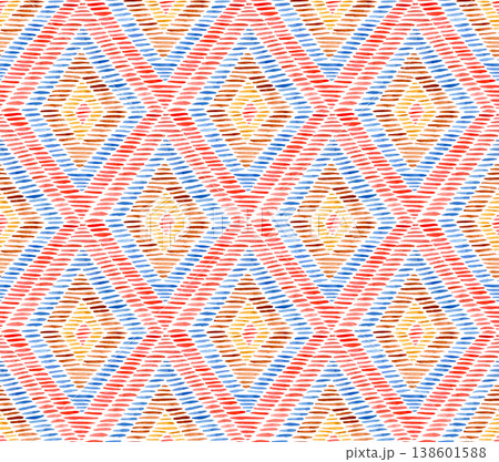 Seamless ethnic pattern of colorful diamonds tapestry 138601588