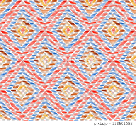 Seamless ethnic pattern of colorful diamonds tapestry 138601588
