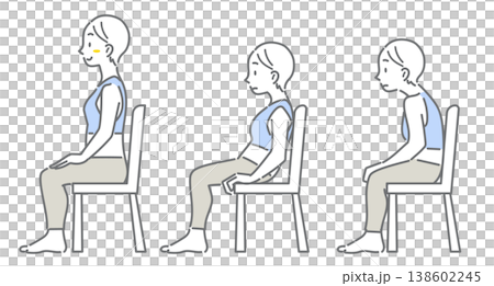 Good posture and bad posture: Sitting posture - Simple and stylish line drawing illustration 138602245