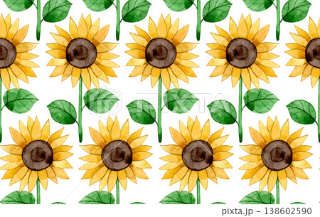 Watercolor seamless pattern with sunflowers Watercolor seamless pattern with sunflowers 138602590