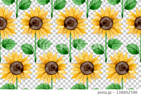 Watercolor seamless pattern with sunflowers Watercolor seamless pattern with sunflowers 138602590