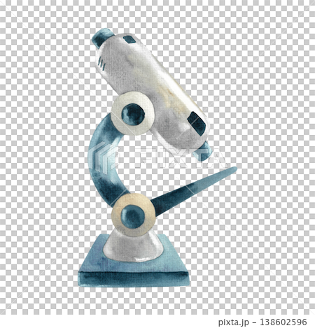Microscope watercolor illustration isolated. Hand drawn laboratory equipment for scientific research in a simple, colorful style. Suitable for stickers, scrapbooking, and booklets. Microscope watercolor illustration isolated. Hand drawn laboratory equipment for scientific research in a simple, colorful style. Suitable for stickers, scrapbooking, and booklets. 138602596