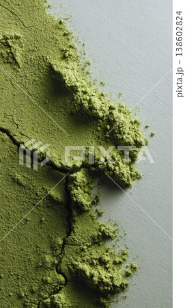 Cracked matcha powder texture macro background Cracked matcha powder texture macro background 138602824