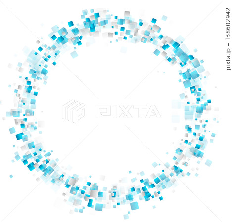Abstract geometric circle made of blue and grey small squares, tech background 138602942