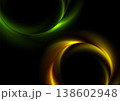 Vibrant orange and green glowing smooth wavy circles abstract geometric background 138602948