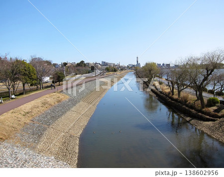 桜川のほとりを散策　千波湖の隣り　茨城県水戸市中央 138602956