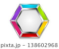 Abstract glossy colorful and metallic hexagon background 138602968