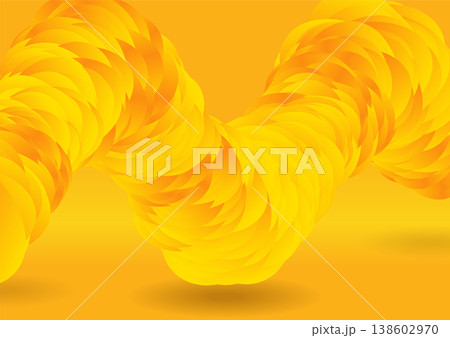 Vivid yellow circles arranged in a 3d wave shape, abstract tech background 138602970