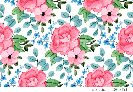 delicate watercolor pattern with peony flowers and eucalyptus leaves. diamond print. 138603532