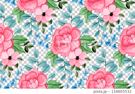 delicate watercolor pattern with peony flowers and eucalyptus leaves. diamond print. 138603532