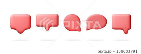 Set of 3D speech bubble icons in red color. 138603791