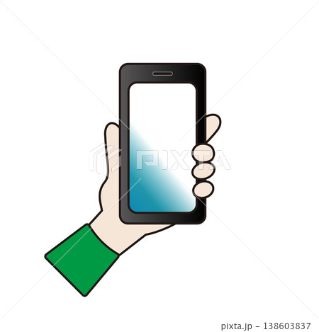 スマートフォンを持つ手のカラーイラスト スマートフォンを持つ手のカラーイラスト 138603837