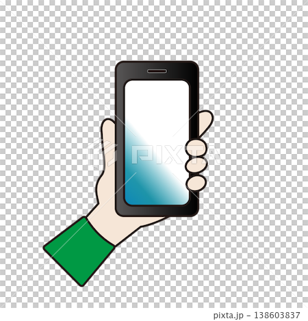 スマートフォンを持つ手のカラーイラスト スマートフォンを持つ手のカラーイラスト 138603837