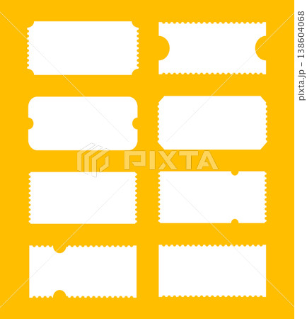 Admit tickets mockups isolated on yellow background. Tickets for cinema, festival, casino, circus, theater, club. Simple boarding blank, lottery, minimalist sale coupon. Empty flat ticket templates. Admit tickets mockups isolated on yellow background. Tickets for cinema, festival, casino, circus, theater, club. Simple boarding blank, lottery, minimalist sale coupon. Empty flat ticket templates. 138604068