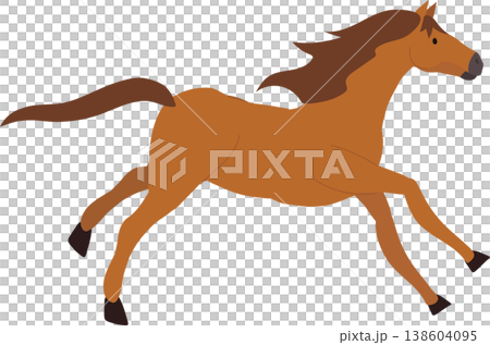 a brown horse running in side view illustrated. for educational or creative use, 138604095