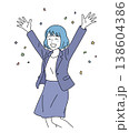 両手を上げて喜ぶ女性ビジネスパーソンのベクターイラスト 138604386