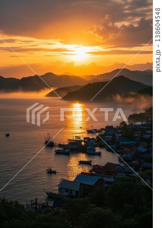 夕日 日没 夕焼け 138604548