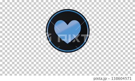 3D Heart Medal Icon [Black/Blue] Rubber Texture, Cute, Three-Dimensional Illustration Material, Transparent Background 138604571