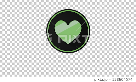 3D Heart Medal Icon [Black/Green] Rubber Texture, Cute, Three-Dimensional Illustration Material, Transparent Background 138604574