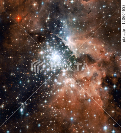 Light, galaxy or nebula in space on dark background in the natural milky way solar system for astronomy. Star, universe and infinity of the night sky in the cosmos for fantasy or wallpaper background 138604658