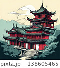 an AI Image Generator, Traditional Japanese Pagoda With Urban Skyline 138605465
