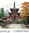an AI Image Generator, Traditional Japanese Pagoda With Urban Skyline 138605468