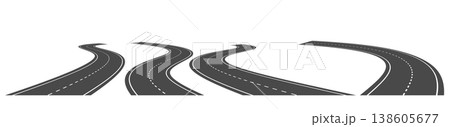 Winding road perspective set isolated on white 138605677